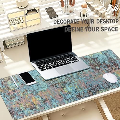 Vintage Blue Green Mouse Pad Gradient Desk Mat Retro Blue Green Rectangle Large Long Computer Mousepad, XL Mousepads Teal Desk Accessorie Office Supplies for Women Men 31.5x11.8 - color: Blue Green Gradient, size: 31.5L x 11.8W inches