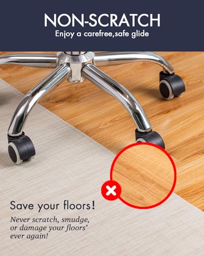 Baroyal Office Chair Mat for Hardwood Floor Under Desk Computer Rolling Chair Mat for Wood/Tile Floor Non-Slip Heavy Duty Desk Rug PVC Plastic Hard Floor Protector 45"x 53" (Parchment) - color: Parchment, size: 45" x 53"