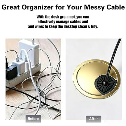 2 PCS Metal Desk Grommet 2 Inch(50mm) Metal Desk Hole Cover for Cables Zinc Alloy Table Cord Hole Cover for Organizing & Hiding Wire Cable - Bronze