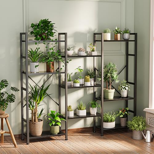 SUPERJARE Triple Bookshelf, Bookcase with 11 Open Display Shelves, Wide Book Shelf Book Case for Home & Office, 4 Tier, Black - color: Black, size: 4 Tier