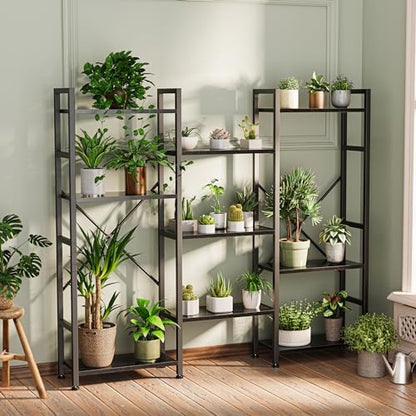SUPERJARE Triple Bookshelf, Bookcase with 11 Open Display Shelves, Wide Book Shelf Book Case for Home & Office, 4 Tier, Black - color: Black, size: 4 Tier