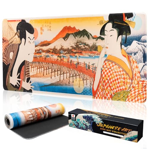 BELLEMOND Japanese Art Desk Mat | Large 31.5x11.8in Anime Mouse Pad for Keyboard & Mouse | Non-Slip Base, Water-Repellent | Original Japanese Design | Edo Lovers - color: Edo Lovers