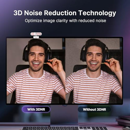 NexiGo N660P Pro 4K Webcam with Distortion-Free Lens, 1080p 60 fps Autofocus USB Streaming Camera, 3DNR, Noise-Canceling Mics & Privacy Cover, Web Cam for Gaming/Live Streaming/PC/Mac/Switch 2, Pink - style: 4K Webcam with Cover
