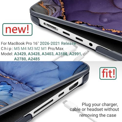 DONGKE Compatible with MacBook Pro 16 Inch Case (2026-2021 Release, M5 M4 M3 M2 M1 Pro/Max Chip), Plastic Hard Shell Cover with Keyboard Cover & Screen Protector for MacBook Pro 16", Abstract Marble - color: Abstract Marble X570