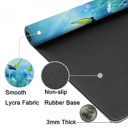 MIOAOSRT Desk Mat,Butterflies in Mystic Forest Large Gaming Mouse Pad with Stitched Edges,Non-Slip Computer Mouse Pad for Desk,Extended XXL Keyboard and Mouse Pad 35.4x15.75 in - color: Butterflies in Mystic Forest