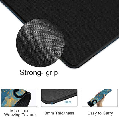 Black Cat Under Starry Night Gaming Mouse Pad Large Desk Mat Extended Keyboard Anime Mousepad with Non-Slip Base and Stitched Edge for Desk Home Office Gaming,31.5 x 11.8 Inch - color: Black Cat under Starry Night, size: 11.8*31.5inch
