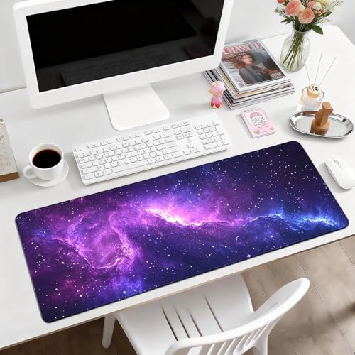 Gaming Desk Mat with Silky Smooth Surface & Exquisite Patterns,31.5x11.8 Inches Large-Sized Mouse Pad, Perfect for Extended Gaming,Work,and Home Office Decor (Starry Sky 6) - color: Starry Sky 6