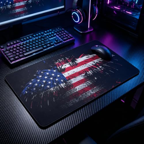 31.5x11.8 Inch Non-Slip Long Extended Large Gaming Mouse Pad with Stitched Edges XL Laptops Keyboard Mouse Mat(USA Eagle) - color: USA Eagle