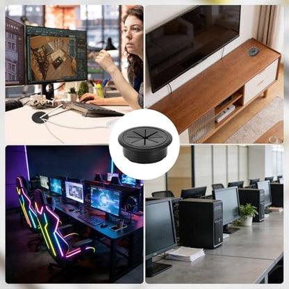 8 Pcs Black Desk Grommet, 2 Inch Desk Hole Cover for Cables, Grommet Cover with Hole Saw for Table Cables Wire Home Office - color: Black