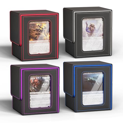 UAONO 4 Pack MTG Commander Deck Box, Independent Commander Display, Fits 400 Double-Sleeved Cards, Magnetic Deck Case for Magic the Gathering TCG, 8 Dividers & 4 Top Loaders (4 Color) - color: 4 Pack - 4 Colors
