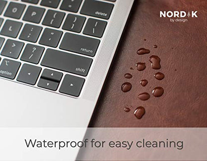 Nordik Leather Desk Mat - Whiskey Brown - Cable Organizer - Premium Mouse Mat & Desk Pad Protector - 35 X 17 Inch - Felt Vegan Leather - Large Office Mouse Pad & Blotter - color: Whiskey Brown
