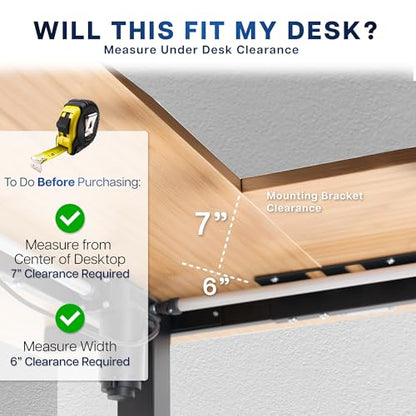 VIVO Black Under Desk Corner 25 x 10 inch Keyboard Tray, MOUNT-KB03B | Computer Keyboard and Mouse Platform with Corner Connector, Under Table Desk Mount for L-Shaped Workstations, Full Swivel