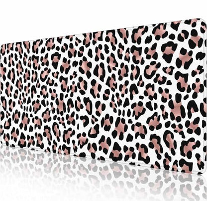 Gaming Mouse Pad, Large Mouse Pads for Women, Non-Slip Rubber Base Mousepad, Keyboard Mouse Mat, Desk Pad with Stitched Edges, 31.5x11.8inch Leopard Skin Rose Gold Pattern - color: Leopard Skin Rose Gold Pattern, size: 31.5" x 11.8"