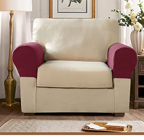 LINGXIYA Set of 2 Sofa Armrest Cover, Soft Stretch Arm Cover for Recliners Sofas Chairs,Couch Furniture Armrest Protector Covers - color: Dark Brown
