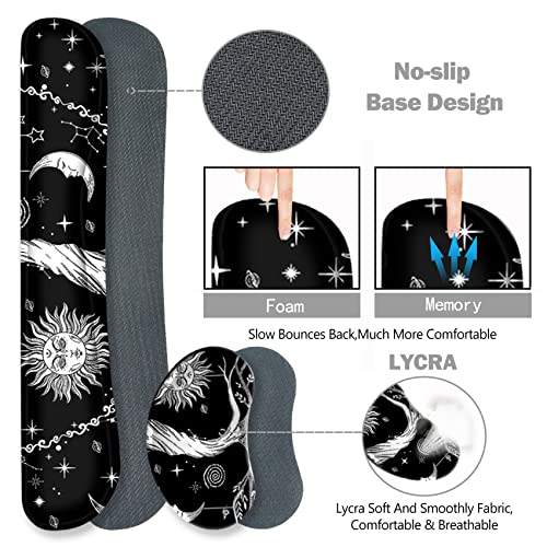 ToLuLu Extended Gaming Mouse Pad, Memory Foam Ergonomic Keyboard Mouse Wrist Rest Support Set, Large Desk Mat with Stitched Edges, Non-Slip Base Mousepad for Home Office Game and Study, Moon & Sun - color: Moon & Sun