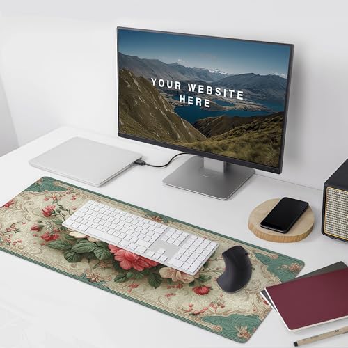 Extra Large European Style Peony Mouse Pad - 35.4 x 15.8 Inches, Soft Fabric Surface with Rubber Non-Slip Base for Precise Mouse Control - color: European Style Peony
