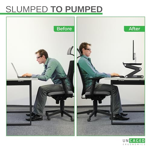 WorkEZ Monitor Stand, Single Mount Height Adjustable Monitor Riser for Desk, Ergonomic Desktop Computer Stand
