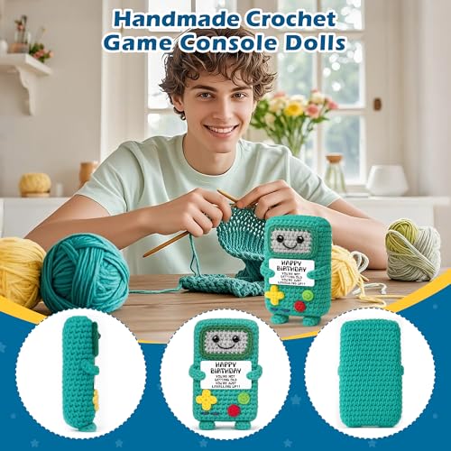 Busy Gaming Life 2026 Funny Gamer Birthday Gifts for Friend, Happy Birthday Gift for Men Dad Boy Friend Uncle Brother, Positive Handmade Crochet Gift - style: Birthday