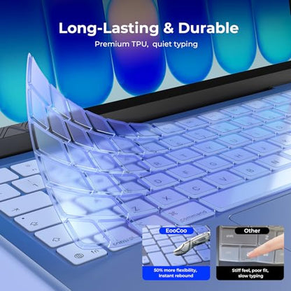 EooCoo Premium Keyboard Cover Skin Protector, Laptop Accessories Compatible with 2026 2025 2024 2023 2022 2021 M5-M1 Pro/Max MacBook Pro 14/16, M5-M2 MacBook Air 13/15, 2026 Mac Neo 13, Indigo Clear - color: Indigo Clear
