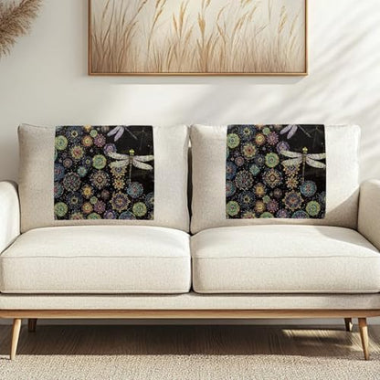 Boho Mandala Dragonfly Print Recliner Headrest Protectors, Anti-Wear Sofa Headrest Protective Cover for Furniture Slipcovers Headrest Cover for Sofa Furniture Chair Theater Seat - color: Boho Mandala Dragonfly