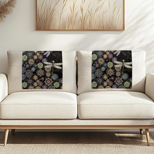 Boho Mandala Dragonfly Print Recliner Headrest Protectors, Anti-Wear Sofa Headrest Protective Cover for Furniture Slipcovers Headrest Cover for Sofa Furniture Chair Theater Seat - color: Boho Mandala Dragonfly