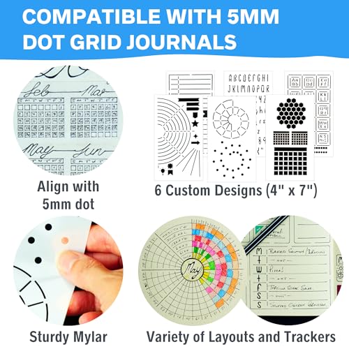 Ultimate Productivity Stencils & Stickers - x20 Sheets of Planner Stickers, x6 Stencils - Calendars, to Do Lists, Habit Trackers, Goals - Accessories & Supplies for Bullet Journals by Sunny Streak