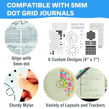Ultimate Productivity Stencils & Stickers - x20 Sheets of Planner Stickers, x6 Stencils - Calendars, to Do Lists, Habit Trackers, Goals - Accessories & Supplies for Bullet Journals by Sunny Streak