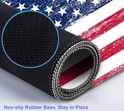 American Flag XXL Large Mouse Pad, Gaming and Home Stitching Side Table Mat | Large Extended Mouse Pad; Full Desk Coverage; Waterproof Coating; Stable Anti-Slide Base For Gaming, Office, Study Daily Use - color: American Flag