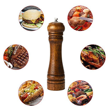 Wooden Pepper Mill Set Salt Pepper Grinder Kit Manual Mills Solid with Strong Adjustable Ceramic Grinders 2 Piece 8 Inches - color: D 2 Wooden Pepper Mill
