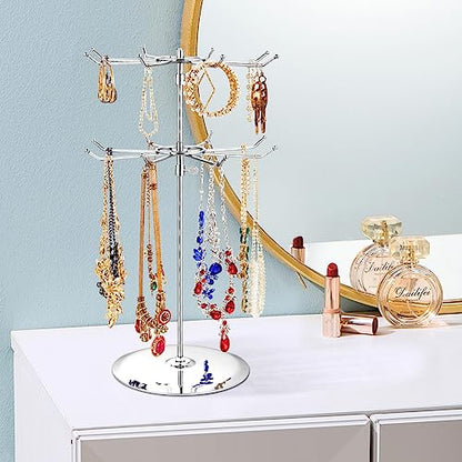 Polmart Medium Duty Tier Heights Adjustable Countertop Spinner Display Stand (Silver, 2-Tier)