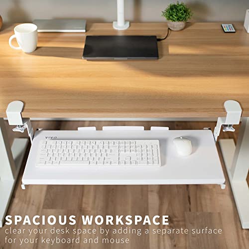VIVO Large Height Adjustable Under Desk Keyboard Tray, C-clamp Mount System, 27 (33 Including Clamps) x 11 inch Slide-Out Platform for Typing, White, MOUNT-KB05HW - color: White, size: 27" fixed width