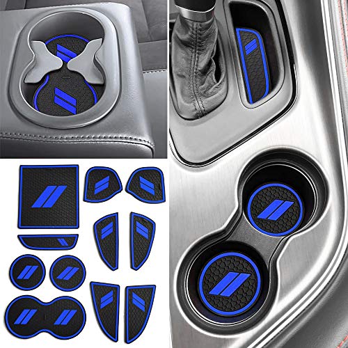 Auovo 11pcs Decor Liner for Challenger Accessories 2015 2016 2017 2018 2019 2020 2021 2022 2023 Interior Anti Dust Mat Center Console Cup Holder Insert Door Pocket Pad for Challenger 2021(Dark Blue) - color: Dark Blue