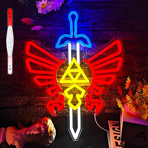 Sword Neon Sign Gamer Neon Signs for Wall Decor Gaming Room Decor LOZ Gifts Master Sword LED Sign Room Decor Neon Light up Sign for Bedroom Boys - color: Sword