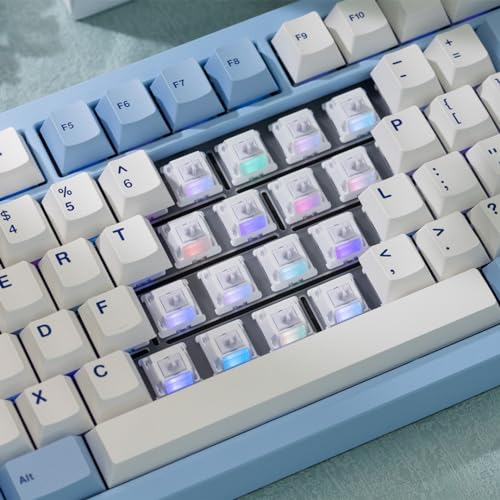 OOCTPK Chilkey 35pcs Morandi 5-Pin Linear Mechanical Keyboard Switches for Mechanical Keyboard, Focused Bottom-Out Feedback and Crisp, High-Transmittance PMMA Light Guide, Even RGB Illumination - color: Morandi purple-35Pcs