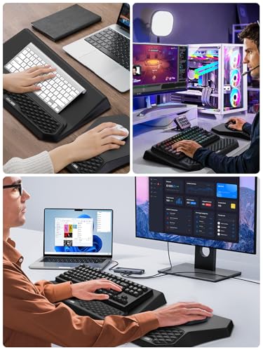 3-in-1 Ergonomic Keyboard Stand with Wrist Rest & Mouse Pad Set, Comfy Keyboard Riser Holder Soft Mousepad with Massage Design, Memory Foam and Non-Slip PU Base for Pain Relief, Black - color: Black