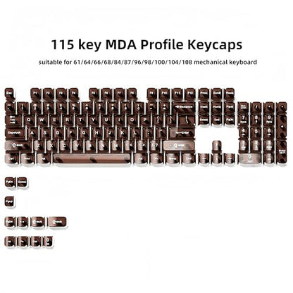 dagaladoo Clear keycaps,Transparent Keyboard keycaps,Jelly Key caps Set,Shine Through keycap，MDA Profile Keyboard caps for Mx Switches Mechanical Keyboard(Coffee) - color: Coffee