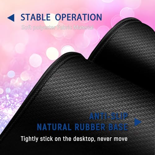 Large Mouse Pad + Keyboard Wrist Rest Set, Extended Gaming Mousepad (31.5X11.8 inch) with Non-Slip Rubber, Ergonomics Memory Foam Mouse Wrist Rest Support, Pink Purple Glitter Bokeh XXL Desk Pad - color: Yu-Mouse Pad-3-B45