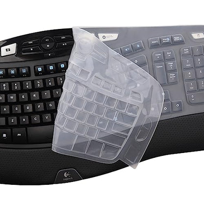 MUBUY Keyboard Cover for Logitech K350 Wireless Wave Keyboard & MK570 MK550 Wireless Wave, & K350 MK550 MK570 Keyboard Accessories Protective Skin-Clear - color: Clear