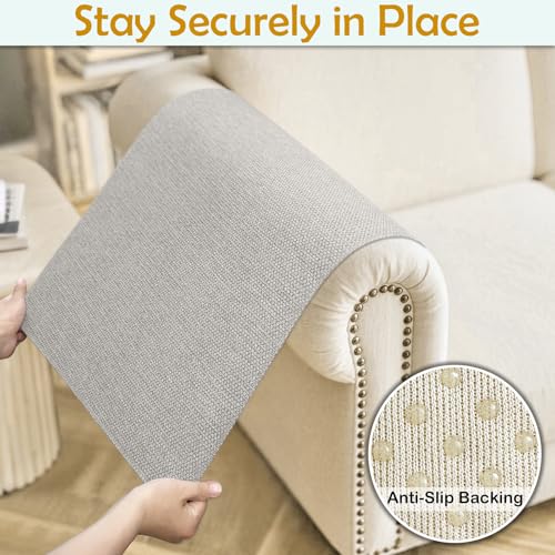 Couch Arm Covers, Waterproof Armrest Cover for Sofa, Loveseat, Armchair, Non-Slip Recliner Arm Cover, Sofa Arm Covers, Headrest Cover, Arm Chair Covers Set of 2 (Gray, 26"×26") - color: Grey, size: 26" x 26" - 2 pcs