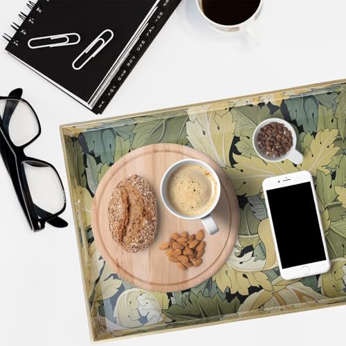 Spsyrine Serving Tray with Handles, Plastic Decorative Tray for Coffee Table, Living Room, Home Decor, Acanthus - color: Multi G