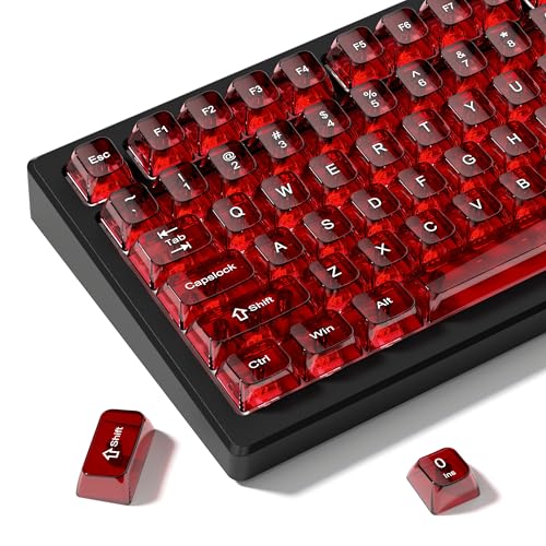 dagaladoo Clear keycaps,Transparent Keyboard keycaps,Jelly Key caps Set,Shine Through keycap，MDA Profile Keyboard caps for Mx Switches Mechanical Keyboard(Dark Red) - color: Dark Red