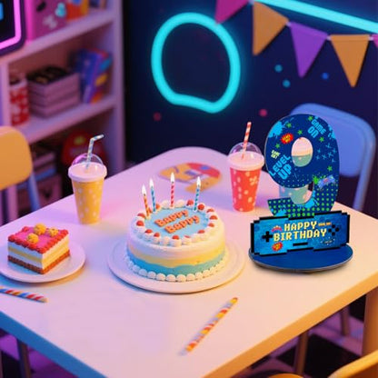 Video Game Birthday Party Decorations, Video Game Birthday Number Sign Centerpiece, 9th Table Topper Wooden Centerpiece for Gaming Theme 9th Birthday Supplies (9th) - style: 9th