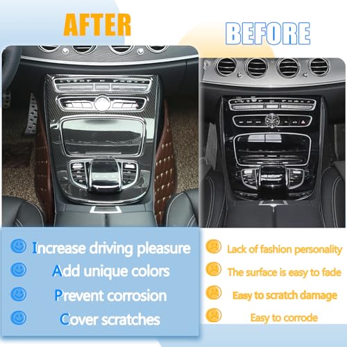 Center Console Gear Box Panel Cover ABS Carbon Fiber Style Compatible with Mercedes Benz E-Class W213 2016-2018