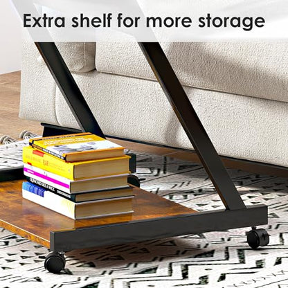 sogesfurniture Retro Computer Desk, Small Mobile Workstation with Keyboard Tray, Printer Shelf & Storage, 23.6x18.9x28.7 inches, Engineered Wood, for Home and Office - color: Retro