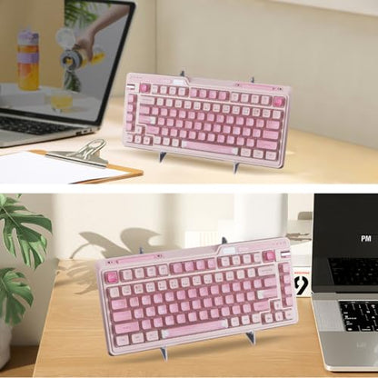 CRASPIRE Acrylic Keyboard Display Stand 2-Tier Portable Keyboard Display Shelf Transparent Display Keyboard Holder Removable Keyboard Storage Holder for Home Office Study - color: Clear