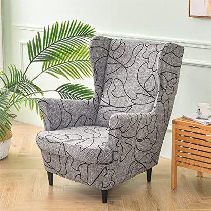 KRFOONN Wingback Chair Covers Slipcovers 2 Piece Stretch Wing Chair Covers Spandex Slipcovers Wingback Sofa Covers Armchair Covers Non-Slip Furniture Protector for Living Room Wingback Chairs, A15 - color: A15