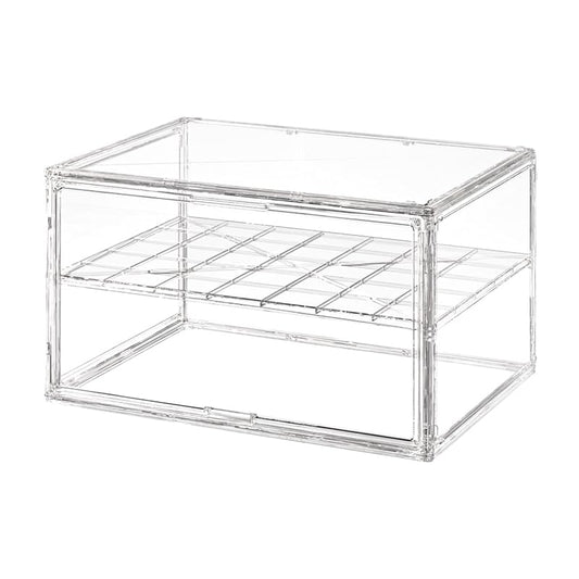 BOHOIDEE Extra Large 19.7"X14.6"X11.6" Acrylic Display Case with 1 Division Board, Clear Organizer Box Plastic Holder with Magnetic Door for Handbags, Purses, Boots, Figures, Book - size: Extra Large-A