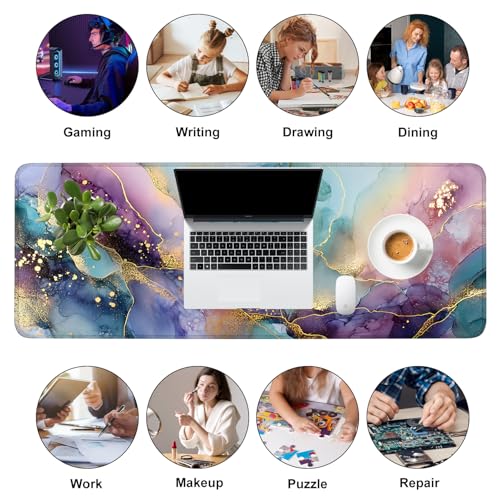 Mouse Pad, Large Anti-Slip with Stitched Edges Desk Mat Desktop Laptop Computer Desk Keyboard Mat,Table Protector Blotter Mat (Purple, 31.5" x 11.8") - color: Purple, size: 31.5" x 11.8"