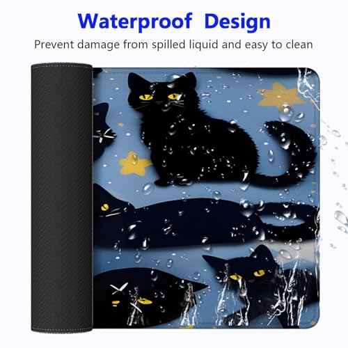 Large Gaming Mouse pad,Black cat Design Anti Slip Rubber Base Mouse pad, Suitable for Computer, Laptop, Office Desk Accessories - color: Black cat Design