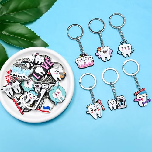 Keychains Bulk,Funny Key Chain for Prizes Incentives Holiday Gifts Birthday Party Favors - color: 20pcs Tooth Keychains